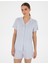 Kadın Mavi Kısakollu Gömlek Pijama Takım 50319054-VR036 3