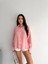 Çizgili Oversize Gömlek Pembe 2