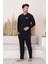 Erkek Siyah V Yaka %100 Pamuk Mevsimlik Uzun Kol Pijama Takımı-Siyah Cepli Eşofman Takımı 6