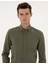 Erkek Haki Flanel Dokulu Slim Fit Uzun Kollu Gömlek 50316751-VR027 2