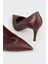 Bordo Deri Kadın Stiletto 4