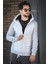 Fokt Üç Ip Şardonlu Parça Detaylı Gizli Kapüşonlu Erkek Sweatshirt 2