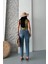Mom Fit Kar Yıkama Bıyık Detaylı Jeans Pantolon D2006 4