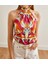 Kadın Halter Yaka Desenli Sandy Kumaş Bluz 2