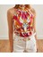 Kadın Halter Yaka Desenli Sandy Kumaş Bluz 3
