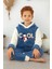 Erkek Çocuk Polar Penguen Nakışlı Kapüşonlu Kışlık Pijama Takımı - Mavi 43316 3