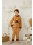 Erkek Çocuk Kahverengi Peluş Polar Pijama Takımı - Kapüşonlu 43307 3