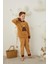 Erkek Çocuk Kahverengi Peluş Polar Pijama Takımı - Kapüşonlu 43307 5