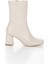 Bej Kadın Küt Burun Topuklu Fermuarlı Bot 2