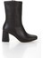 Siyah Kadın Küt Burun Topuklu Fermuarlı Bot 4
