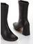 Siyah Kadın Küt Burun Topuklu Fermuarlı Bot 5