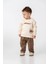 Erkek Bebek Pamuklu Krem Araba Baskılı Sweatshirt ve Kahverengi Kargo Pantolon Takım - Günlük Konforlu Stil 1
