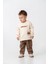 Erkek Bebek Pamuklu Krem Araba Baskılı Sweatshirt ve Kahverengi Kargo Pantolon Takım - Günlük Konforlu Stil 4