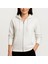 Mdb Üç Iplik Kapüşonlu Tam Fermuarlı Kanguru Çepli Weathirt Hoodie Beyaz 1