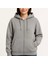 Mdb Üç Iplik Kapüşonlu Tam Fermuarlı Kanguru Çepli Weathirt Hoodie Gri 1