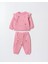 Kız Çocuk Pamuklu Pembe Çiçek Nakışlı Dantel Detaylı Sweatshirt ve Eşofman Takım 1