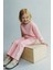 Kız Çocuk Pamuklu Pembe Fiyonk Detaylı Sweatshirt ve Şeritli Eşofman Takım 1