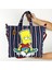 Bart Simpson Tasarım Büyük Boy Çizgili Kot Çanta 3