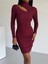 Boğazlı Gögüs Dekolteli Elbise Bordo F2333 1
