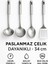 4’lü Paslanmaz Çelik Mutfak Servis Seti – Kepçe, Kevgir, Kaşık ve Spatula Takımı 34 cm 4