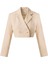Kadın Bej Düğmeli Crop Blazer Ceket 3