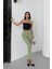 Paçaları Dikişsiz ve Yüksek Belli Kadın Kot Pantolon Mom Fit Jean Çağla 1
