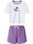 Kadın Lila Astronot Desen Tişört Şort Takım 4