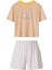 Kadın Bej Koala Desen Tişört Şort Takım 4