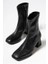 Kadın Siyah Bot 7 cm Kalın Topuklu Streç Boots 4