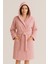 Model Home Pamuklu Büyük Beden Kapşonlu Pembe Renkli Bornoz 4xl-5xl-6xl-7xl 2