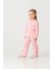 Kız Çocuk Pamuklu Pembe Fisto Detaylı Sweatshirt Eşofman Takım - Konforlu Günlük Giyim 2