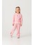 Kız Çocuk Pamuklu Pembe Fisto Detaylı Sweatshirt Eşofman Takım - Konforlu Günlük Giyim 3