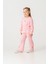 Kız Çocuk Pamuklu Pembe Fisto Detaylı Sweatshirt Eşofman Takım - Konforlu Günlük Giyim 4