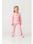 Kız Çocuk Pamuklu Pembe Fisto Detaylı Sweatshirt Eşofman Takım - Konforlu Günlük Giyim 5