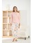 Kadın Termosoft Kumaş Bisiklet Yaka Pembe Pijama Takımı - 7900 1