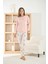 Kadın Termosoft Kumaş Bisiklet Yaka Pembe Pijama Takımı - 7900 2