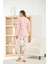 Kadın Termosoft Kumaş Bisiklet Yaka Pembe Pijama Takımı - 7900 4