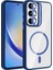 Galaxy A35 Kılıf Standlı ve Kamera Lens Hediyeli M-Safe Şarj Özellikli Iksp Etro Kapak - Lacivert 1