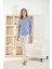 Kadın Berlin Kumaş Bisiklet Yaka Mavi Pijama Takımı - 8811 2