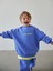 Unisex Çocuk Pamuklu Mavi Oversize Sweatshirt Eşofman Alt Takım - Neon Detaylı 1
