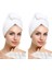 2 Adet Beyaz Mikrofiber Düğmeli Lastikli Banyo Pilaj Havuz Saç Bonesi Saç Havlusu 1