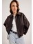 Kadın Yeni Sezon Oversize Bomber Deri Ceket 1