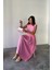Keten Kolsuz Bluz - Maxi Etek Takım - Pembe 2
