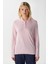 Kadın Fiona Viskon Polo Yaka Şeritli Pembe Triko Kazak 5