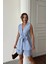 Keten Yelek - Şort Takım - Mavi 2