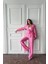 Pembe Beli Kuşaklı Ceket ve Pantolon Parlak Takım 3