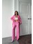 Pembe Beli Kuşaklı Ceket ve Pantolon Parlak Takım 4