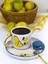 24K Altın Süslemeli El Yapımı Limon Temalı Seramik Mug ve Tatlıtabağı 1
