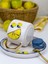 24K Altın Süslemeli El Yapımı Limon Temalı Seramik Mug ve Tatlıtabağı 2