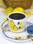24K Altın Süslemeli El Yapımı Limon Temalı Seramik Mug ve Tatlıtabağı 3